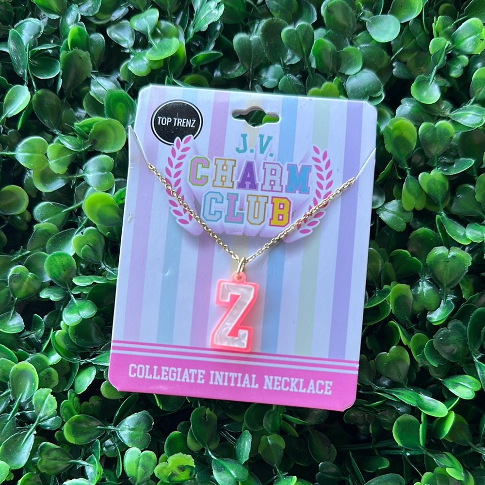 Pink Initial Necklace for Kids